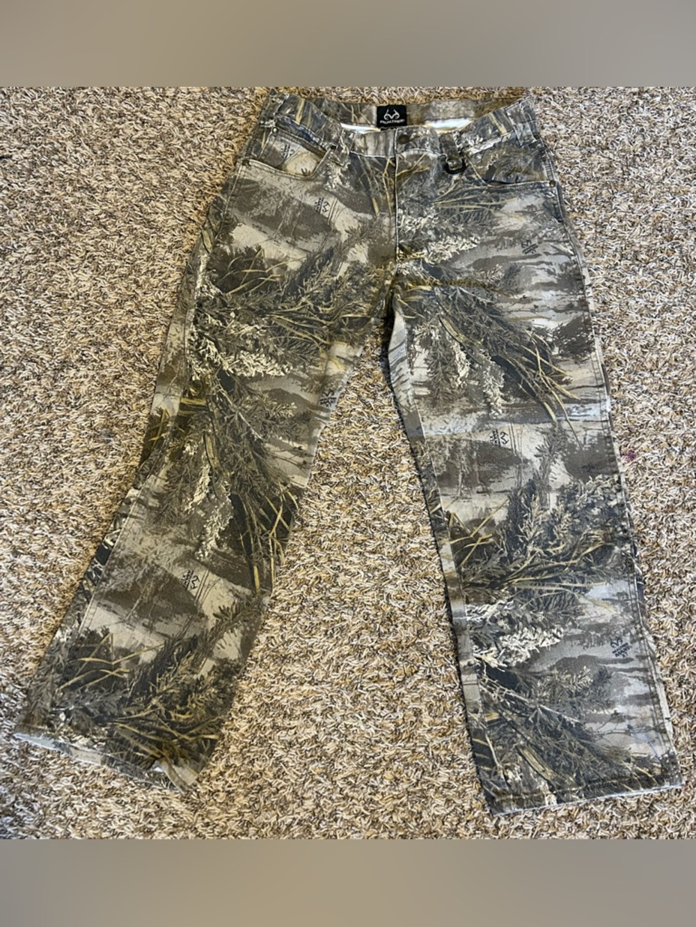 Realtree Men's Camo Pants 34x30 Hunting Workwear Denim Jeans With D Ring